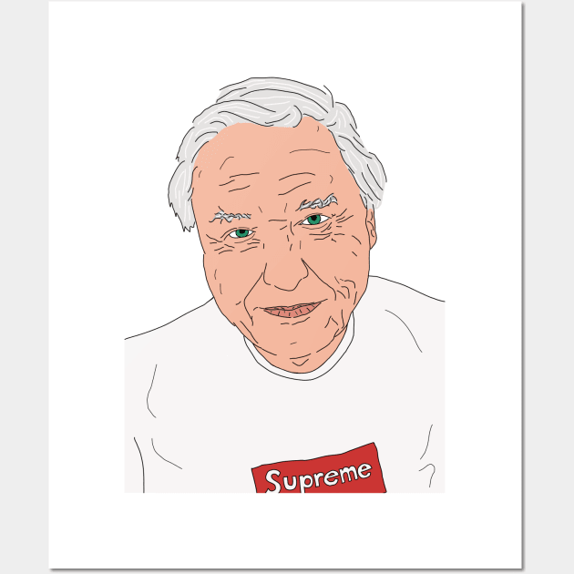 David Attenborough Supreme Tee Wall Art by gteees